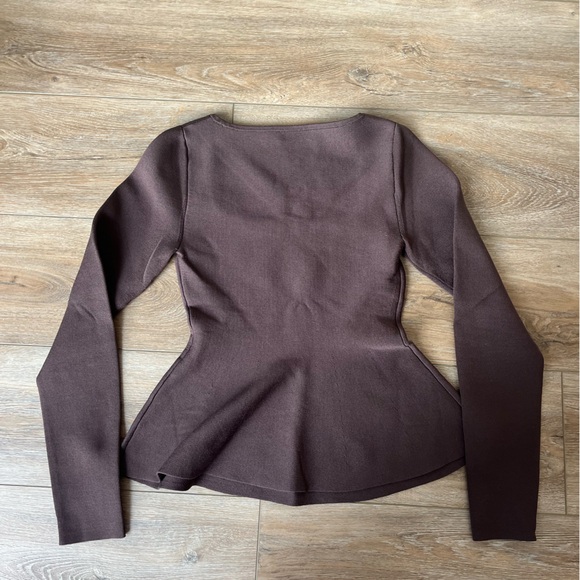 Babaton Chocolate brown sculpt knit top size S - Picture 3 of 6